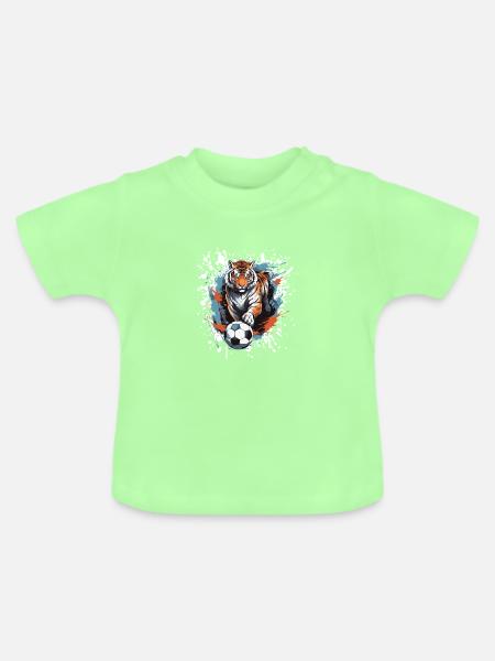 Tiger Fussball Team - Baby Bio-T-Shirt mit Rundhals - Mintgrün