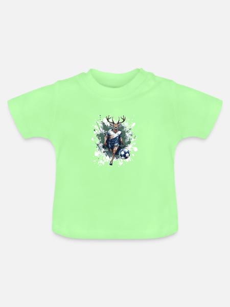 Hirsch Fussball Team - Baby Bio-T-Shirt mit Rundhals - Mintgrün