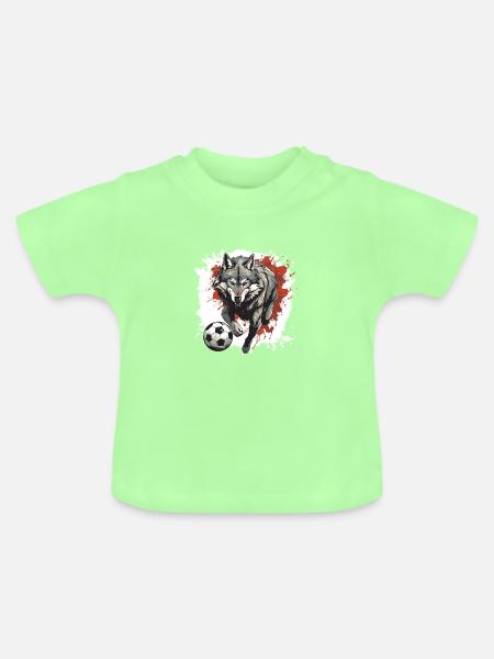 Wolf Fussball Team - Baby Bio-T-Shirt mit Rundhals - Mintgrün