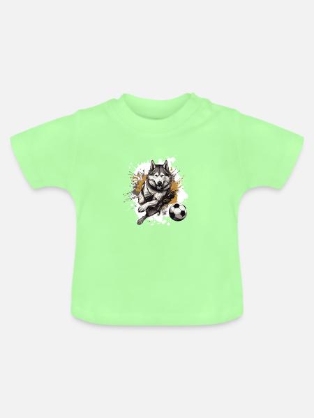Husky Hund Fussball Team - Baby Bio-T-Shirt mit Rundhals - Mintgrün