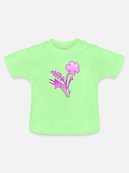 Blumen - Baby Bio-T-Shirt mit Rundhals - Mintgrün