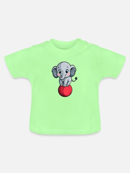 Balancierender Elefant auf rotem Ball - Baby Bio-T-Shirt mit Rundhals - Mintgrün