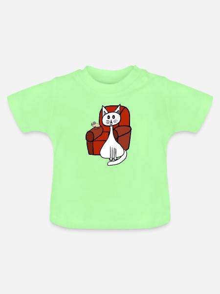Haustiere Katze Maus Katzen Mäuse  - Baby Bio-T-Shirt mit Rundhals - Mintgrün