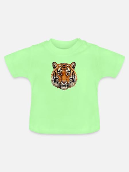 Tigerkopf im Ölfarbenstil - Baby Bio-T-Shirt mit Rundhals - Mintgrün