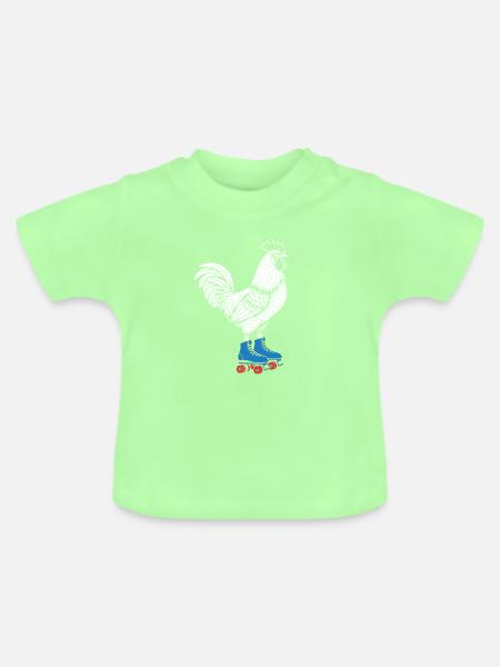 Hahn auf Rollschuhen - Baby Bio-T-Shirt mit Rundhals - Mintgrün