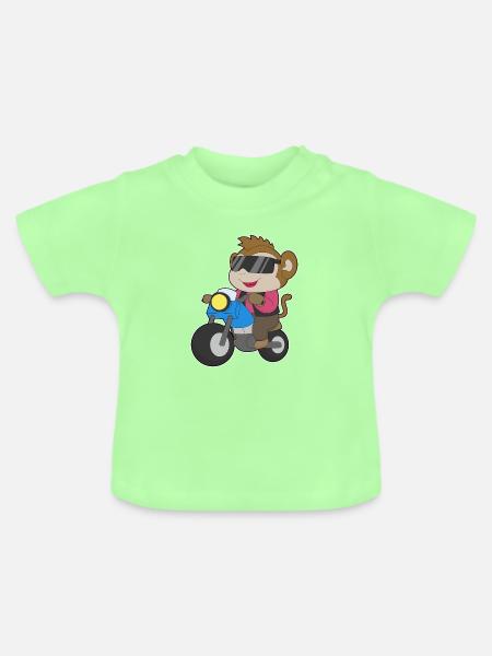 Affe Motorrad - Baby Bio-T-Shirt mit Rundhals - Mintgrün