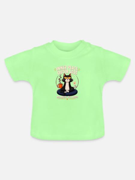 Innerer Frieden Äußere Frechheitskatze - Baby Bio-T-Shirt mit Rundhals - Mintgrün