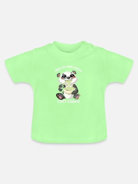 Panda Nudeln: Sorgen Adé - Baby Bio-T-Shirt mit Rundhals - Mintgrün