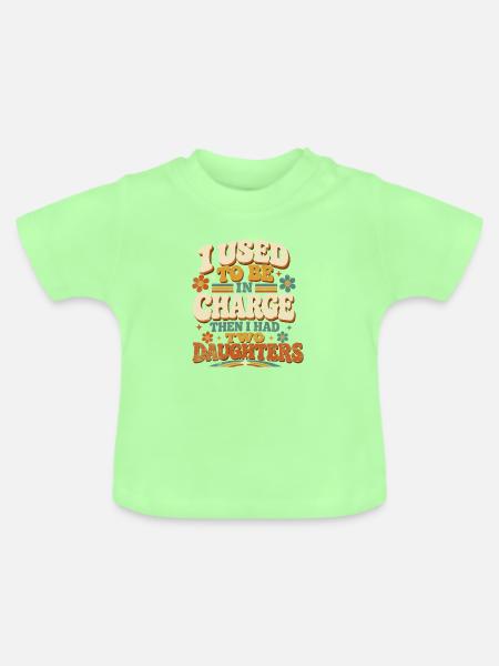 Vater mit zwei Töchtern – früher Chef - Baby Bio-T-Shirt mit Rundhals - Mintgrün
