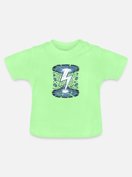 Blitz Blitzschlag Gewitter Strom Sturm - Baby Bio-T-Shirt mit Rundhals - Mintgrün