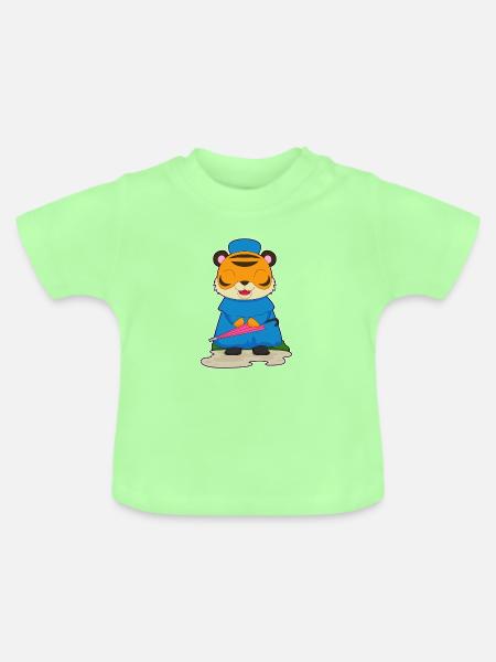 Tiger Regenjacke - Baby Bio-T-Shirt mit Rundhals - Mintgrün