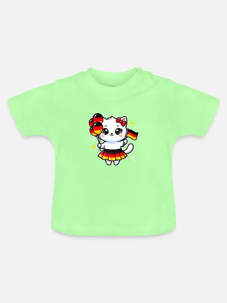 Kätzchen mit deutschen Flaggenballons - Baby Bio-T-Shirt mit Rundhals - Mintgrün