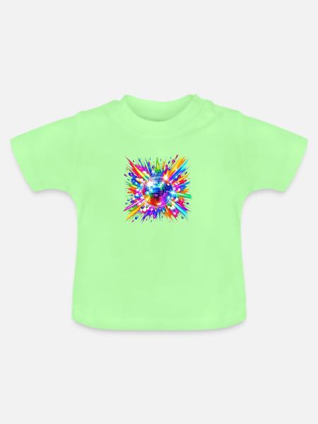 Farbensturm Disco Kugel - Baby Bio-T-Shirt mit Rundhals - Mintgrün