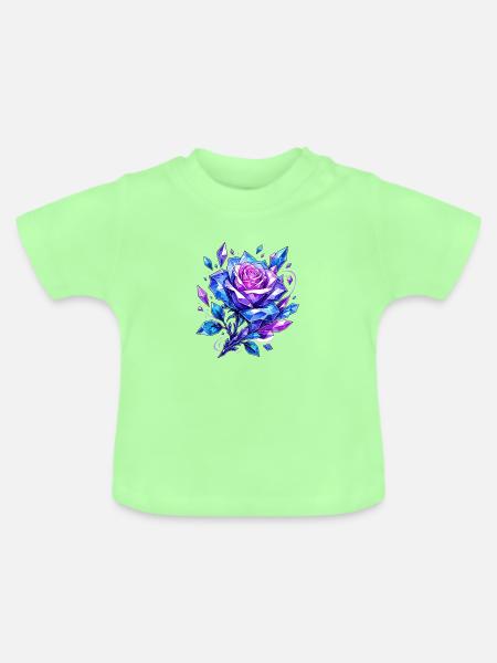 Kronenrose Kristallblau - Baby Bio-T-Shirt mit Rundhals - Mintgrün