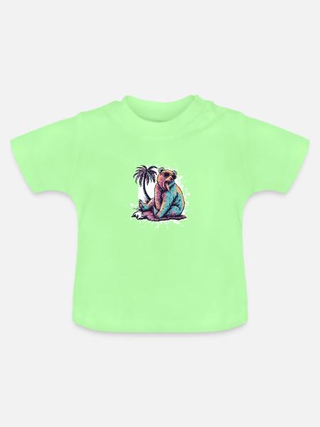 Bär Sommer Comic - Baby Bio-T-Shirt mit Rundhals - Mintgrün