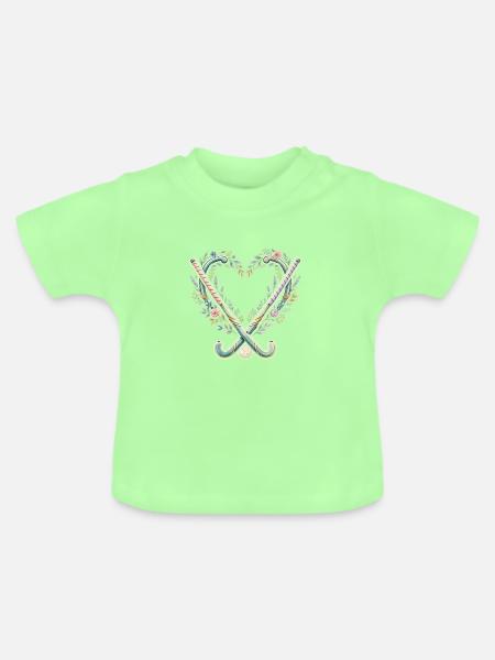 Blumenherz Feldhockey Herz - Baby Bio-T-Shirt mit Rundhals - Mintgrün