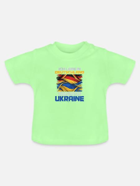 Deutschland liebt Ukraine Flagge - Baby Bio-T-Shirt mit Rundhals - Mintgrün