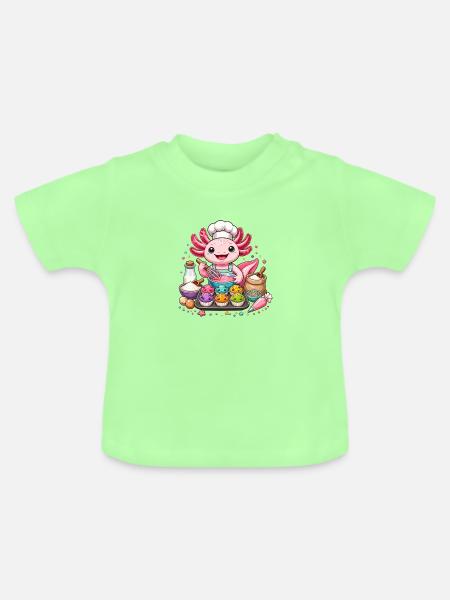 Axolotl Cupcake Kochzauber - Baby Bio-T-Shirt mit Rundhals - Mintgrün