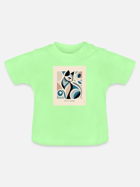 Perfectly Unbothered – Mid Century Cat - Baby Bio-T-Shirt mit Rundhals - Mintgrün