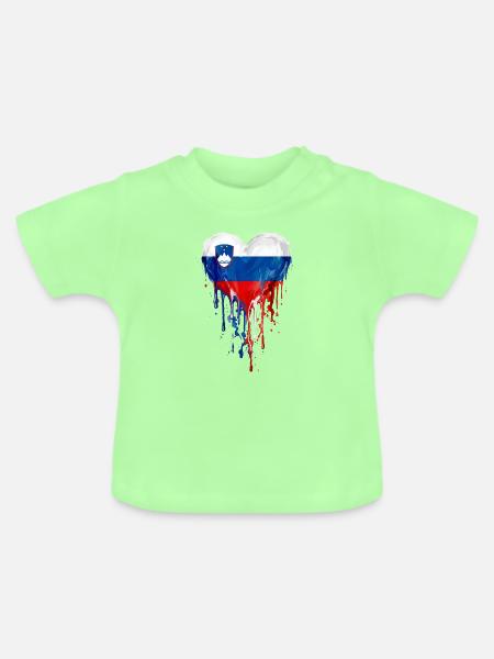 Herz aus Slowenischer Flagge - Baby Bio-T-Shirt mit Rundhals - Mintgrün
