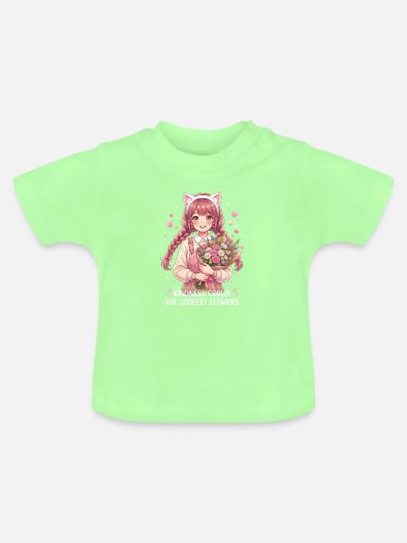 Kindness Grows The Coolest Flowers - Baby Bio-T-Shirt mit Rundhals - Mintgrün
