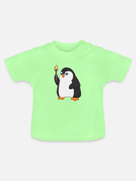 Pinguin Fackel - Baby Bio-T-Shirt mit Rundhals - Mintgrün