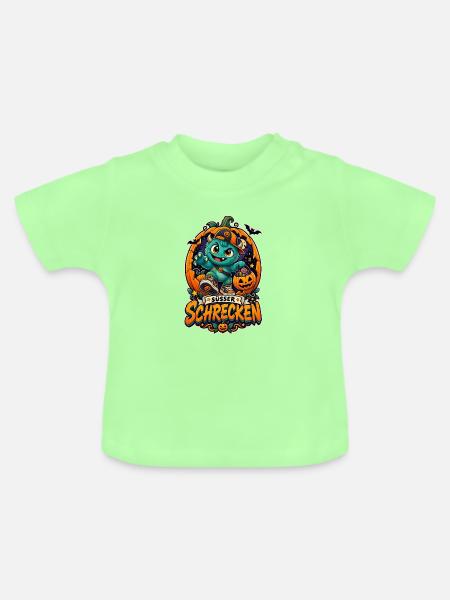 Süßer Schrecken Halloween Monster - Baby Bio-T-Shirt mit Rundhals - Mintgrün