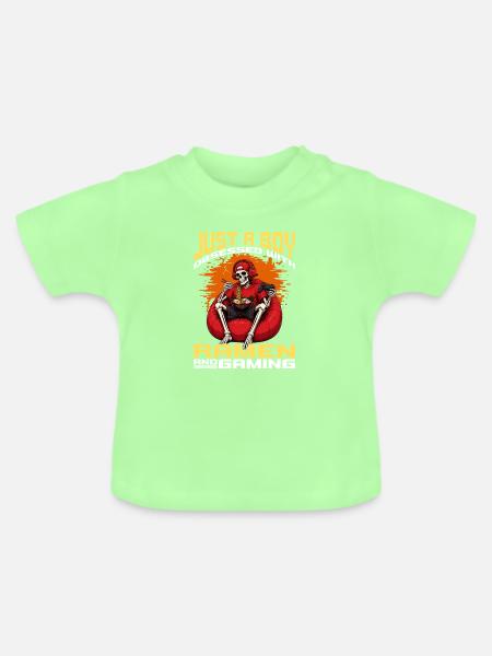 Funny Gaming and Ramen Gamer Skeleton - Baby Bio-T-Shirt mit Rundhals - Mintgrün