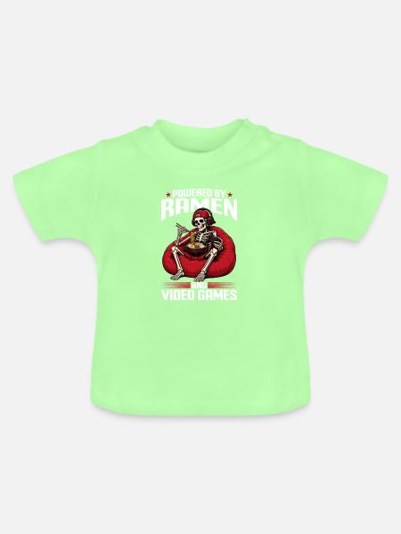 Funny Gaming and Ramen Gamer Skeleton - Baby Bio-T-Shirt mit Rundhals - Mintgrün