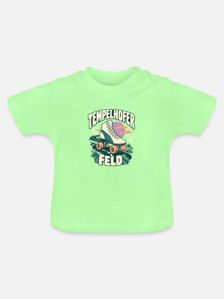 Tempelhofer Feld – Rollschuh im Berliner Retrolook - Baby Bio-T-Shirt mit Rundhals - Mintgrün
