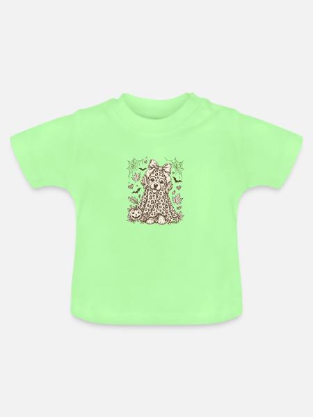 Leopard Ghost Puppy Halloween Bow - Baby Bio-T-Shirt mit Rundhals - Mintgrün