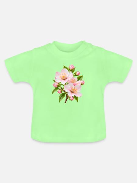 Rosa Sakura-Blüten-Strauß - Baby Bio-T-Shirt mit Rundhals - Mintgrün