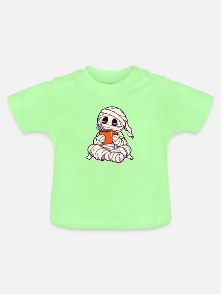 Mumie mit Tee - Baby Bio-T-Shirt mit Rundhals - Mintgrün