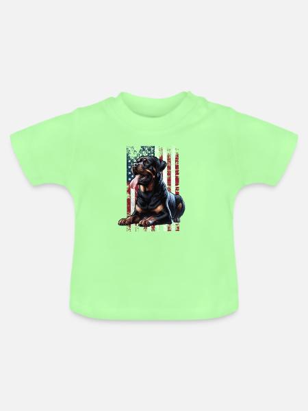 Rottweiler US Flagge - Baby Bio-T-Shirt mit Rundhals - Mintgrün