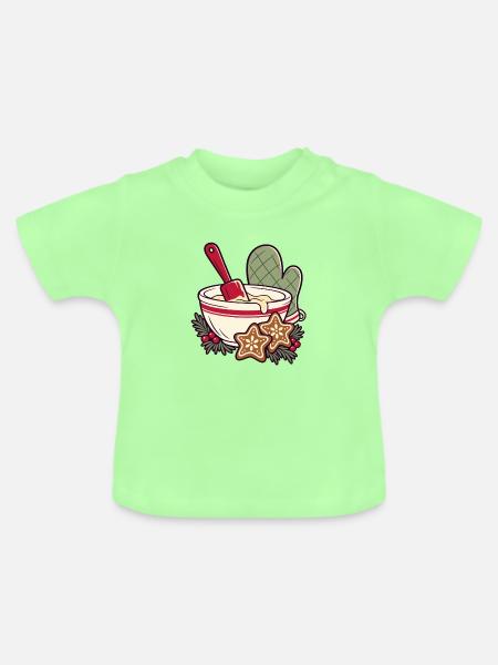 Kekszeit im Schüssel-Design - Baby Bio-T-Shirt mit Rundhals - Mintgrün