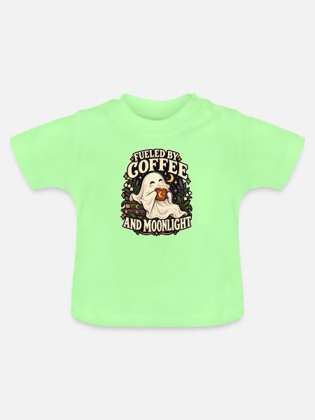 Angetrieben von Kaffee und Mondlicht - Baby Bio-T-Shirt mit Rundhals - Mintgrün