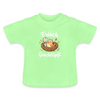 Süßes Küken Frisch Geschlüpft im Nest - Baby Bio-T-Shirt mit Rundhals - Mintgrün - Vorne