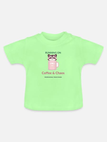 Kaffee-Chaos-Panda-Tasse - Baby Bio-T-Shirt mit Rundhals - Mintgrün