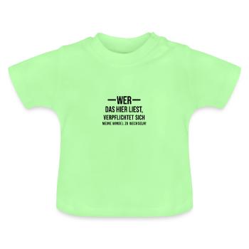Change diaper - Baby Organic T-Shirt with Round Neck - mint green - Front