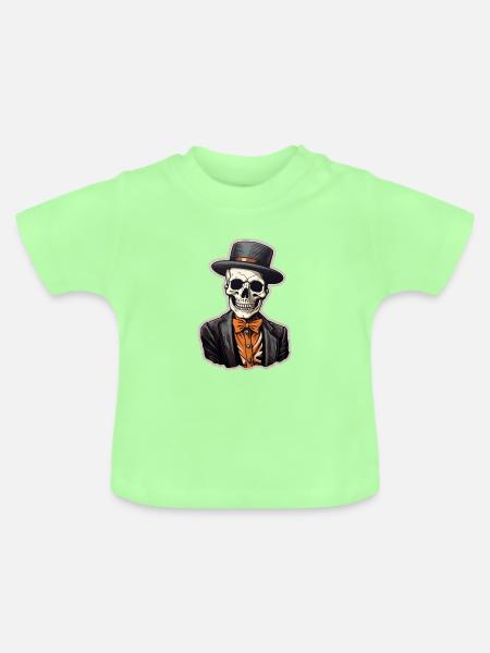 Totenschädel Halloween - Baby Bio-T-Shirt mit Rundhals - Mintgrün