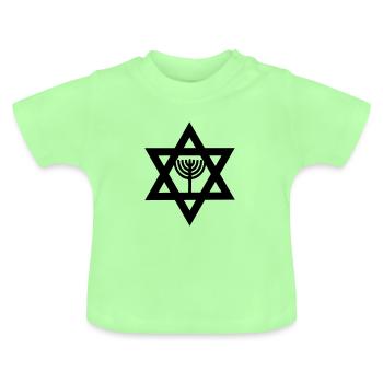 Étoile de David Judaïsme Menorah - T-shirt bio col rond Bébé - vert menthe - Devant