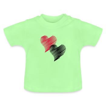 2 Herzen - Baby Bio-T-Shirt mit Rundhals - Mintgrün - Vorne