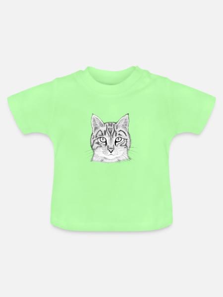 Katzenkopf gezeichnet - Baby Bio-T-Shirt mit Rundhals - Mintgrün
