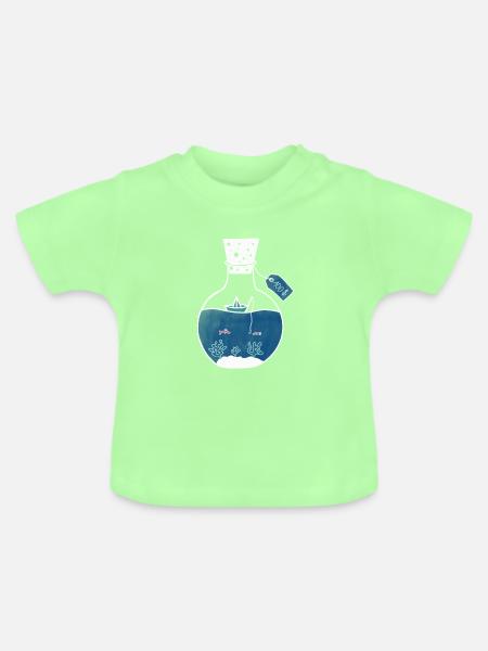 Meer in der Flasche - Baby Bio-T-Shirt mit Rundhals - Mintgrün