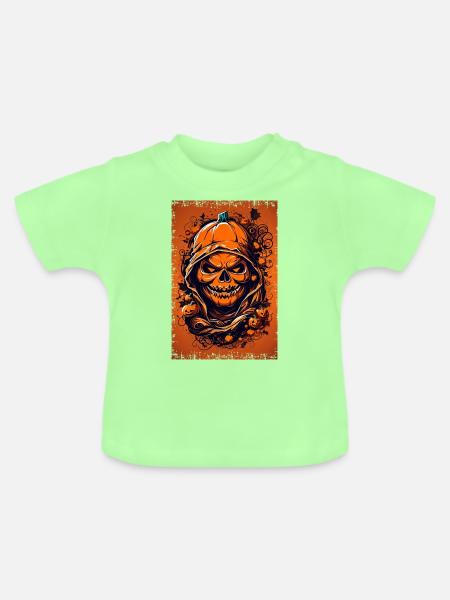 Halloween Sensenmann & Kürbis - Dunkle - Baby Bio-T-Shirt mit Rundhals - Mintgrün