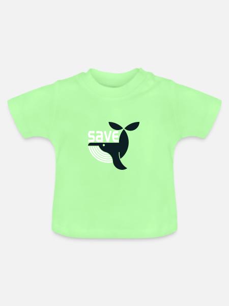 Wal rettet Meeresrettung - Baby Bio-T-Shirt mit Rundhals - Mintgrün