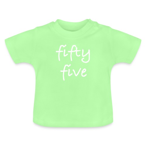 Fiftyfive -teksti valkoisena kahdessa rivissä - Vauvan luomu-t-paita, jossa pyöreä pääntie