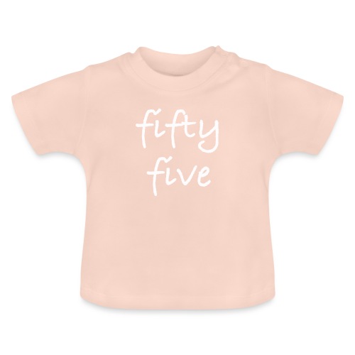Fiftyfive -teksti valkoisena kahdessa rivissä - Vauvan luomu-t-paita, jossa pyöreä pääntie