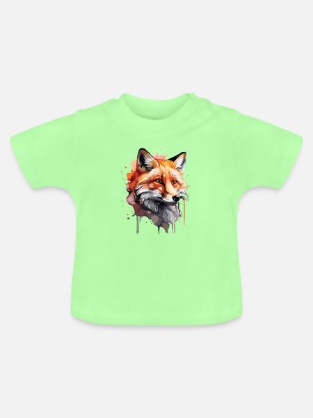 Niedlicher Fuchs - Baby Bio-T-Shirt mit Rundhals - Mintgrün