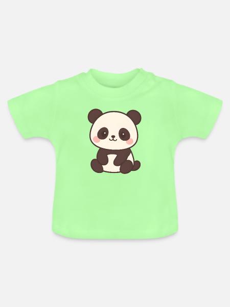 Niedliches Panda Kinderdesign - Baby Bio-T-Shirt mit Rundhals - Mintgrün